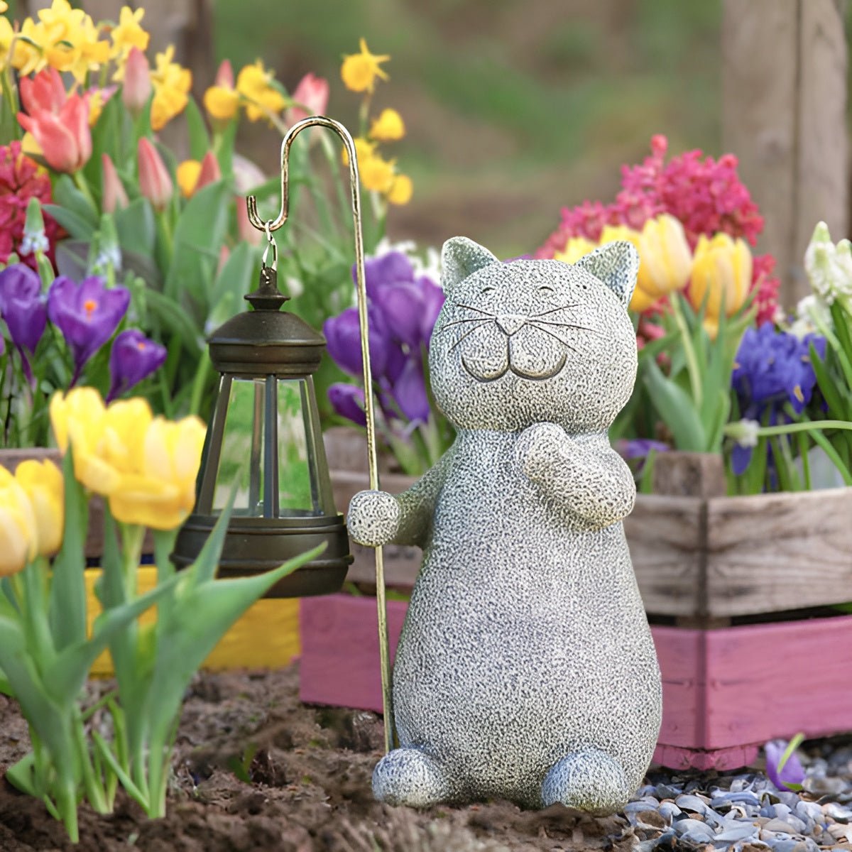 KITTYBEAM – Solar-Katzenstatue mit sanftem Gartenlicht 2