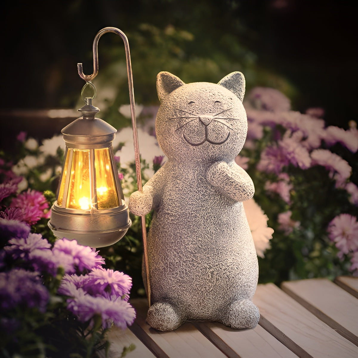 KITTYBEAM – Solar-Katzenstatue mit sanftem Gartenlicht 6