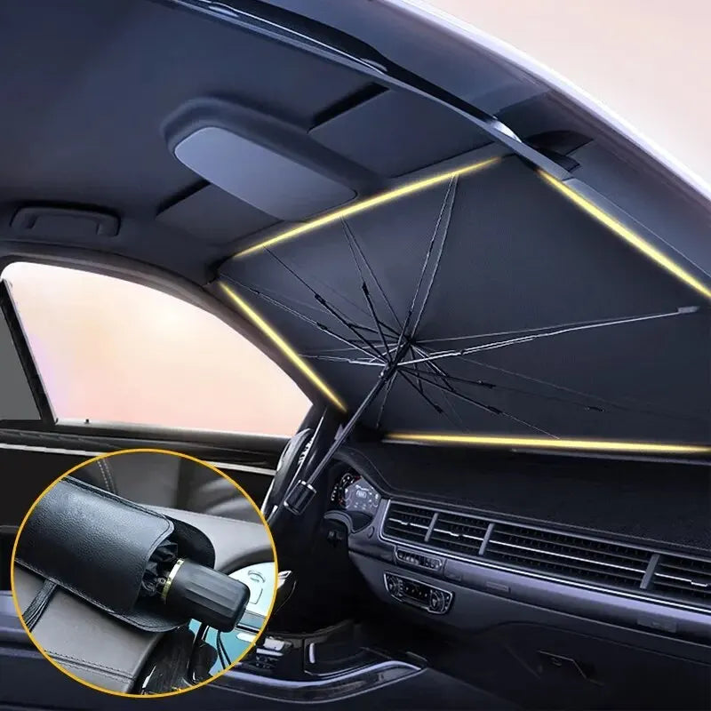 Klappbarer Auto Sonnenschutz - Windschutzscheibe UV-Schutz für Kühlung und Komfort 0