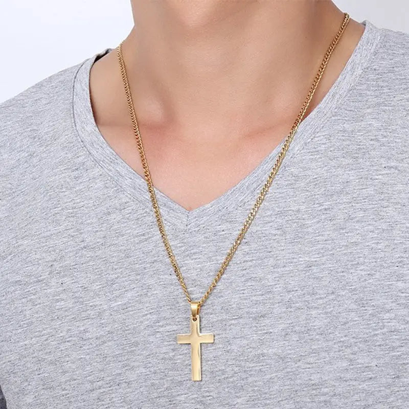 FAITHLINE NECKLACE – Classic men's necklace with stainless steel cross pendant