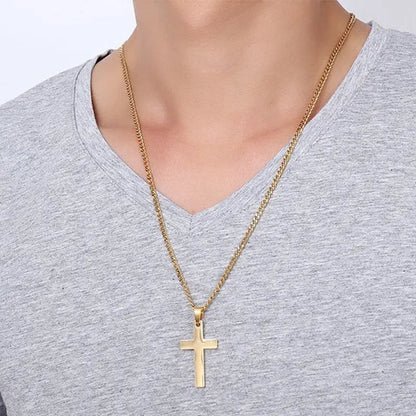 FAITHLINE NECKLACE – Classic men's necklace with stainless steel cross pendant