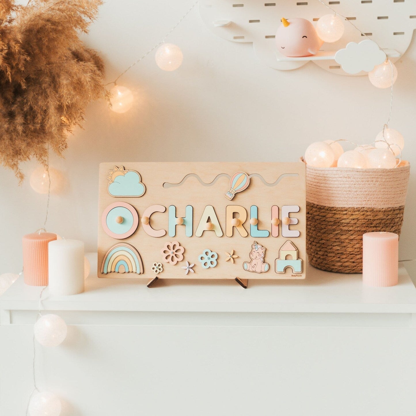 Kleines Namenspuzzle aus Holz | Personalisiertes Montessori-Spielzeug | Individuelles Namenslernpuzzle | Pädagogisches Holzgeschenk für Kleinkinder 1