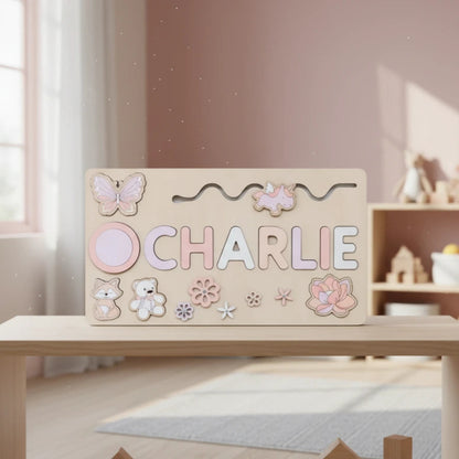 Kleines Namenspuzzle aus Holz | Personalisiertes Montessori-Spielzeug | Individuelles Namenslernpuzzle | Pädagogisches Holzgeschenk für Kleinkinder 2