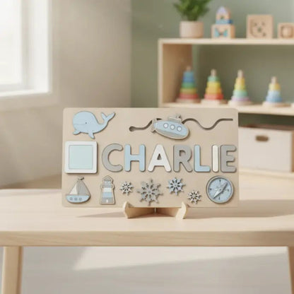 Kleines Namenspuzzle aus Holz | Personalisiertes Montessori-Spielzeug | Individuelles Namenslernpuzzle | Pädagogisches Holzgeschenk für Kleinkinder 3