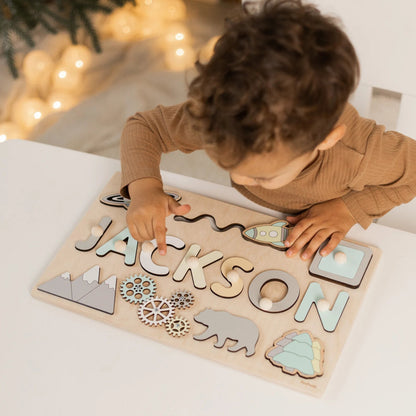 Kleines Namenspuzzle aus Holz | Personalisiertes Montessori-Spielzeug | Individuelles Namenslernpuzzle | Pädagogisches Holzgeschenk für Kleinkinder 4