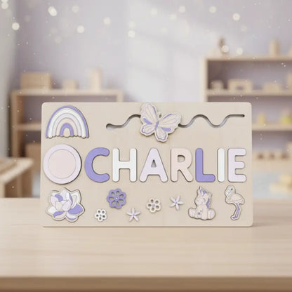 Kleines Namenspuzzle aus Holz | Personalisiertes Montessori-Spielzeug | Individuelles Namenslernpuzzle | Pädagogisches Holzgeschenk für Kleinkinder 5