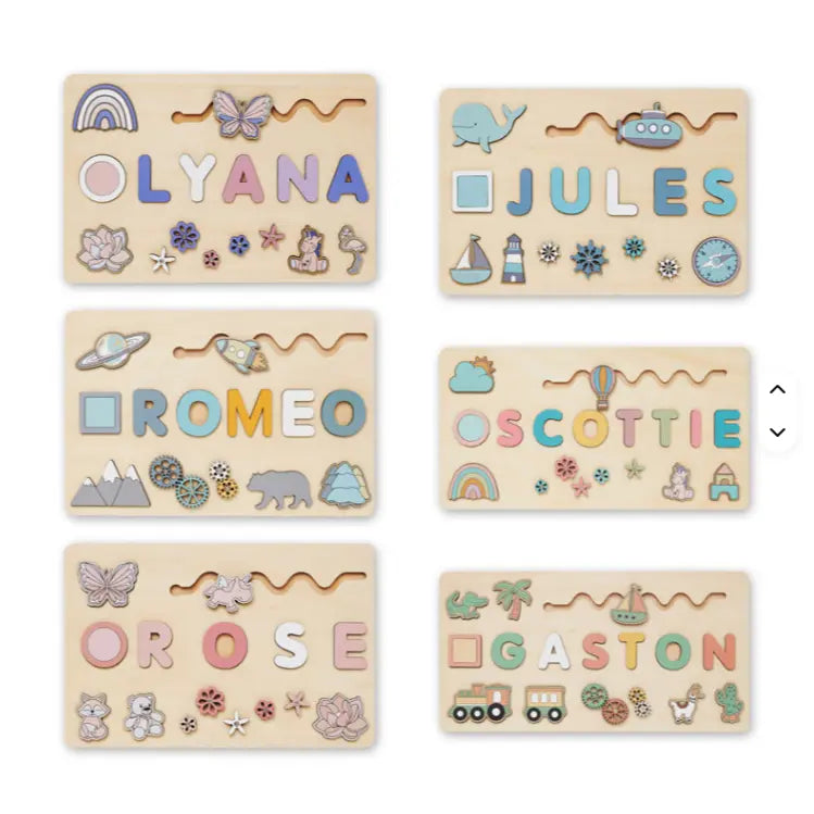 Kleines Namenspuzzle aus Holz | Personalisiertes Montessori-Spielzeug | Individuelles Namenslernpuzzle | Pädagogisches Holzgeschenk für Kleinkinder 6