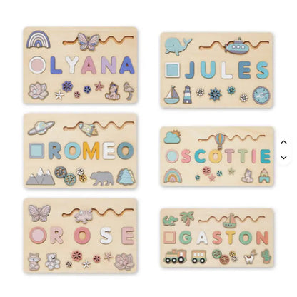 Kleines Namenspuzzle aus Holz | Personalisiertes Montessori-Spielzeug | Individuelles Namenslernpuzzle | Pädagogisches Holzgeschenk für Kleinkinder 6