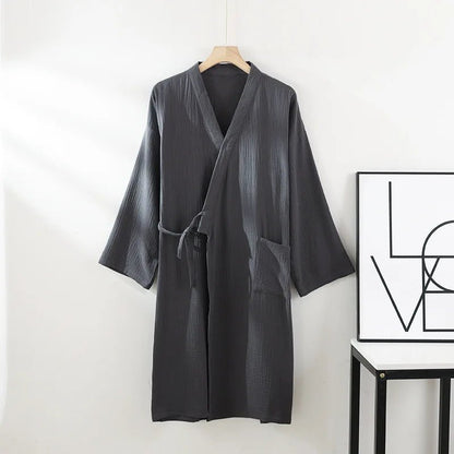 CasaWeave Kimono in Cotone | Accappatoio Unisex 100% Cotone | Traspirante e Leggero | Elegante Abbigliamento per il Relax in Casa Spa