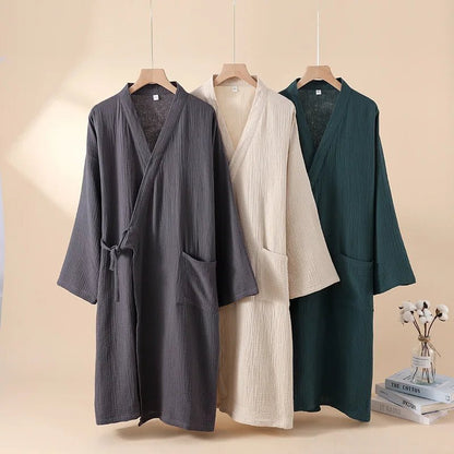 CasaWeave Kimono in Cotone | Accappatoio Unisex 100% Cotone | Traspirante e Leggero | Elegante Abbigliamento per il Relax in Casa Spa