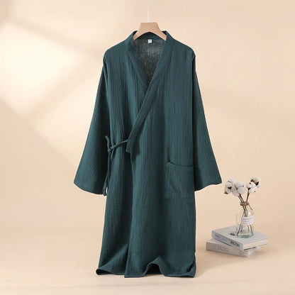 CasaWeave Kimono in Cotone | Accappatoio Unisex 100% Cotone | Traspirante e Leggero | Elegante Abbigliamento per il Relax in Casa Spa