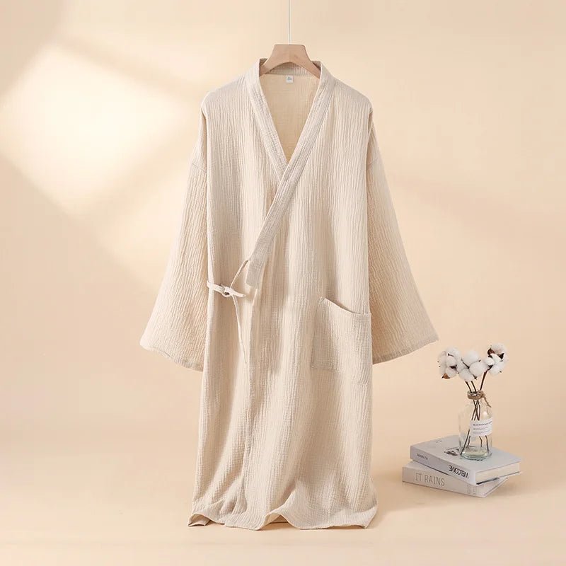 CasaWeave Kimono in Cotone | Accappatoio Unisex 100% Cotone | Traspirante e Leggero | Elegante Abbigliamento per il Relax in Casa Spa