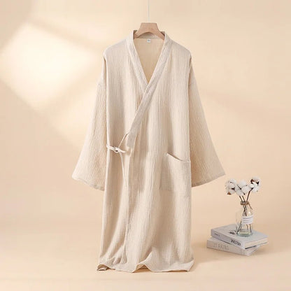 CasaWeave Kimono in Cotone | Accappatoio Unisex 100% Cotone | Traspirante e Leggero | Elegante Abbigliamento per il Relax in Casa Spa
