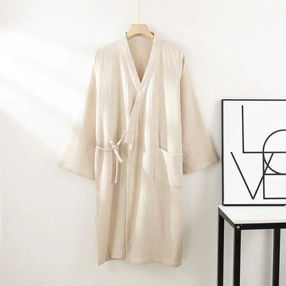 CasaWeave Kimono in Cotone | Accappatoio Unisex 100% Cotone | Traspirante e Leggero | Elegante Abbigliamento per il Relax in Casa Spa