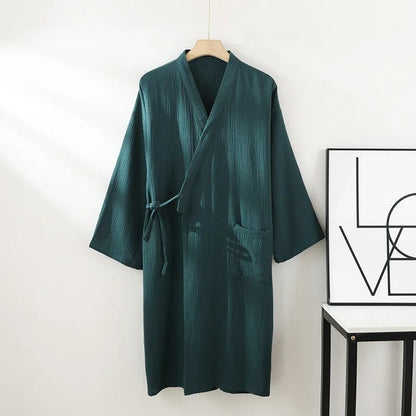 CasaWeave Kimono in Cotone | Accappatoio Unisex 100% Cotone | Traspirante e Leggero | Elegante Abbigliamento per il Relax in Casa Spa
