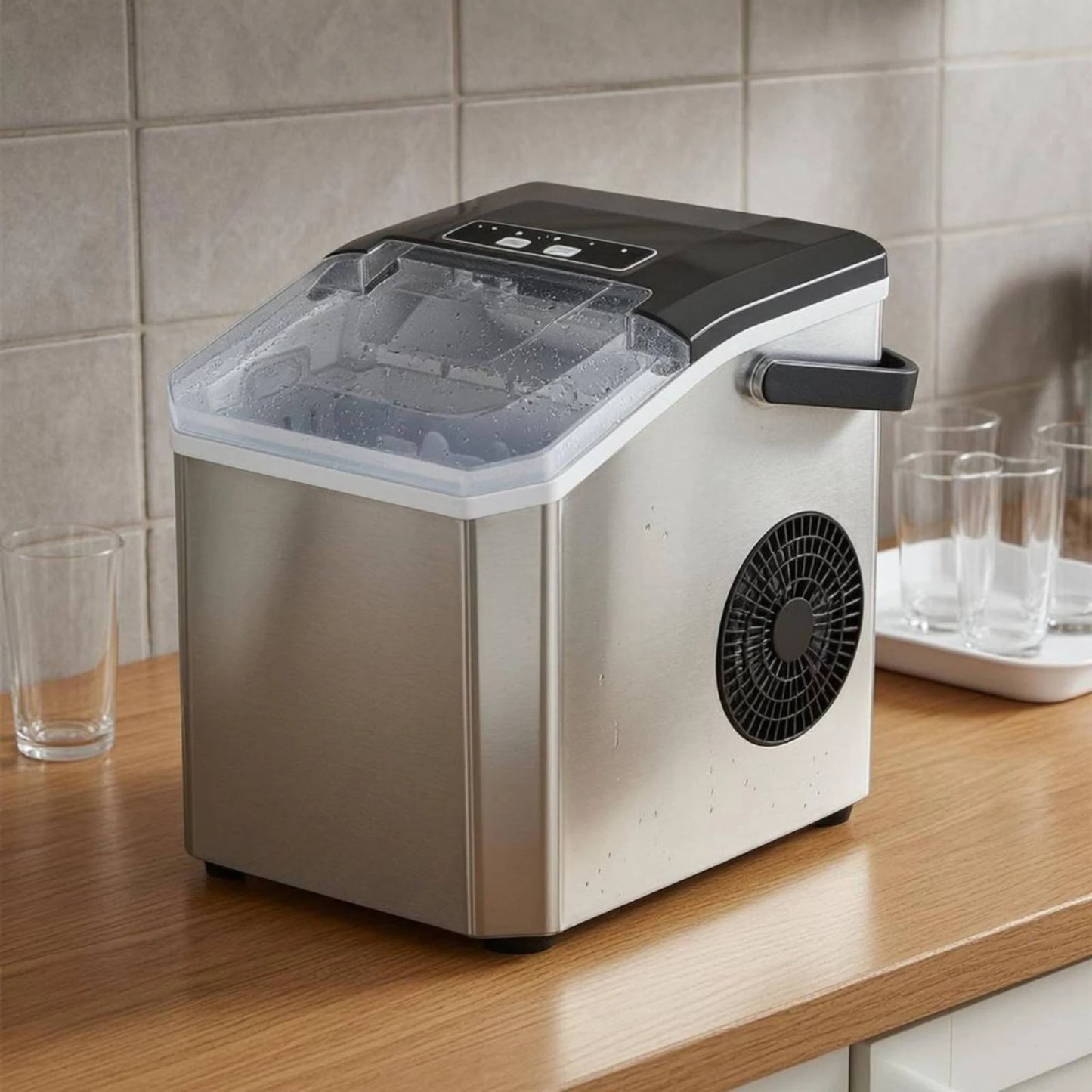 Kompakte Eismaschine Mit Transparentem Deckel – Automatische Eisproduktion Kaufen 1