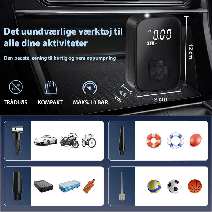 SWIFTINFLATE – Tragbare elektrische Luftpumpe für Reifen, Bälle & Matratzen