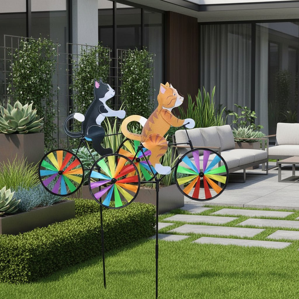 Kreative Gartenwindmühle Mit Cartoon-Figuren – Wetterfest, Handbemalt, Deko für Außenbereich 0
