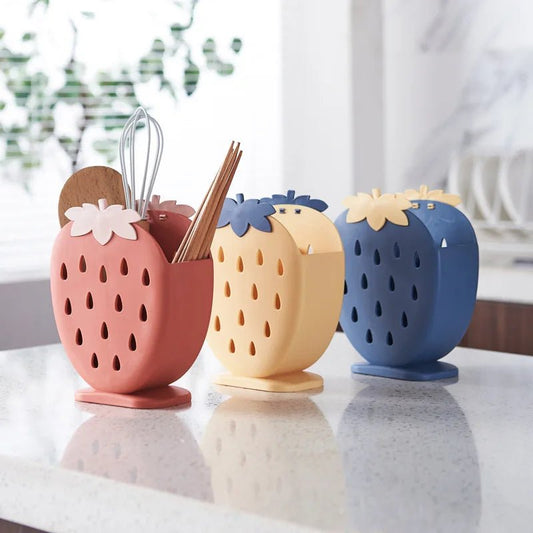 Kreativer Küchenhalter - Multifunktionales Erdbeer-Design für Essstäbchen und Besteck 5