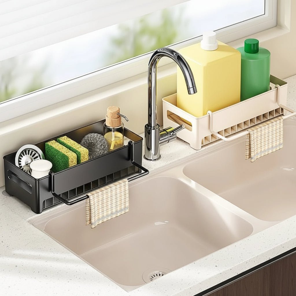 Küchen Organizer - Multifunktionaler Spülbecken Organizer mit Abnehmbaren Tablett aus ABS 0