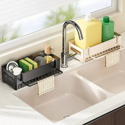 Küchen Organizer - Multifunktionaler Spülbecken Organizer mit Abnehmbaren Tablett aus ABS 0