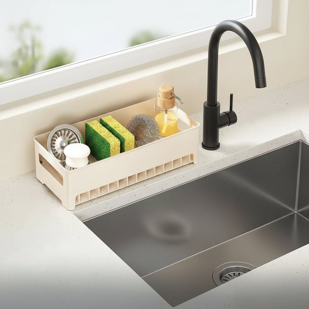 Küchen Organizer - Multifunktionaler Spülbecken Organizer mit Abnehmbaren Tablett aus ABS 10