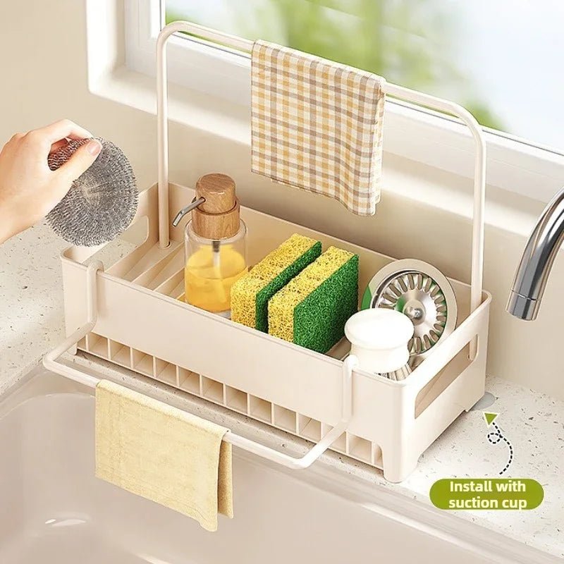 Küchen Organizer - Multifunktionaler Spülbecken Organizer mit Abnehmbaren Tablett aus ABS 3
