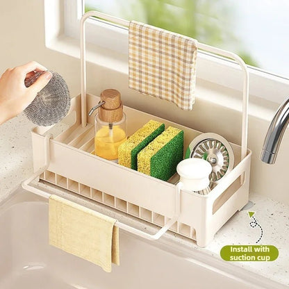 Küchen Organizer - Multifunktionaler Spülbecken Organizer mit Abnehmbaren Tablett aus ABS 3