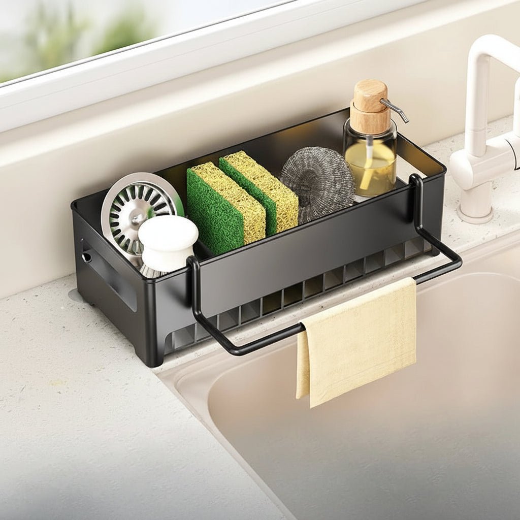Küchen Organizer - Multifunktionaler Spülbecken Organizer mit Abnehmbaren Tablett aus ABS 8