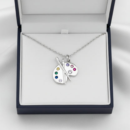 Künstler-Palette Edelstein-Anhänger-Halskette in Gold & Silber für Kreativität 2