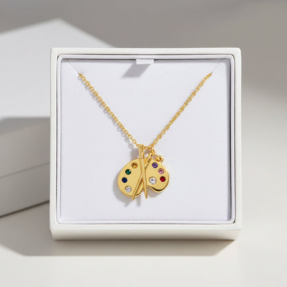 Künstler-Palette Edelstein-Anhänger-Halskette in Gold & Silber für Kreativität 5