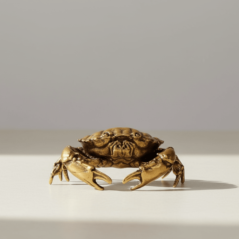 Küstenkrabbe - Elegante Messingfigur Für Maritime Dekoration 15 cm 5