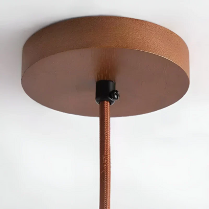 TranquilHalo – Lámpara de techo LED retro de madera y piedra para un ambiente relajante