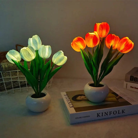 LED Tischlampe - Künstliche Tulpen Nachttischlampe für Romantische Stimmung 0