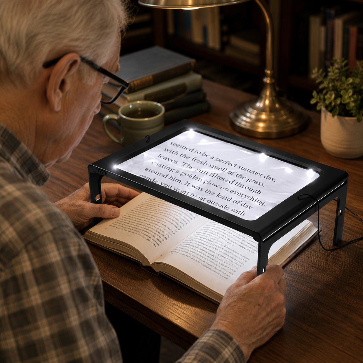 LENSHAVEN – Lupa de lectura manos libres con aumento de 3x y luz LED
