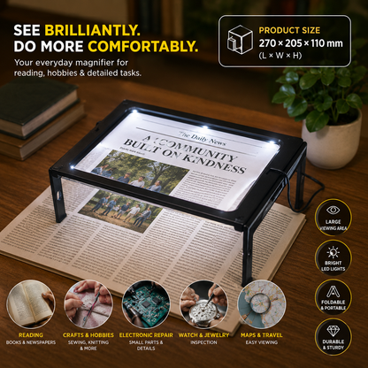 LENSHAVEN – Lupa de lectura manos libres con aumento de 3x y luz LED