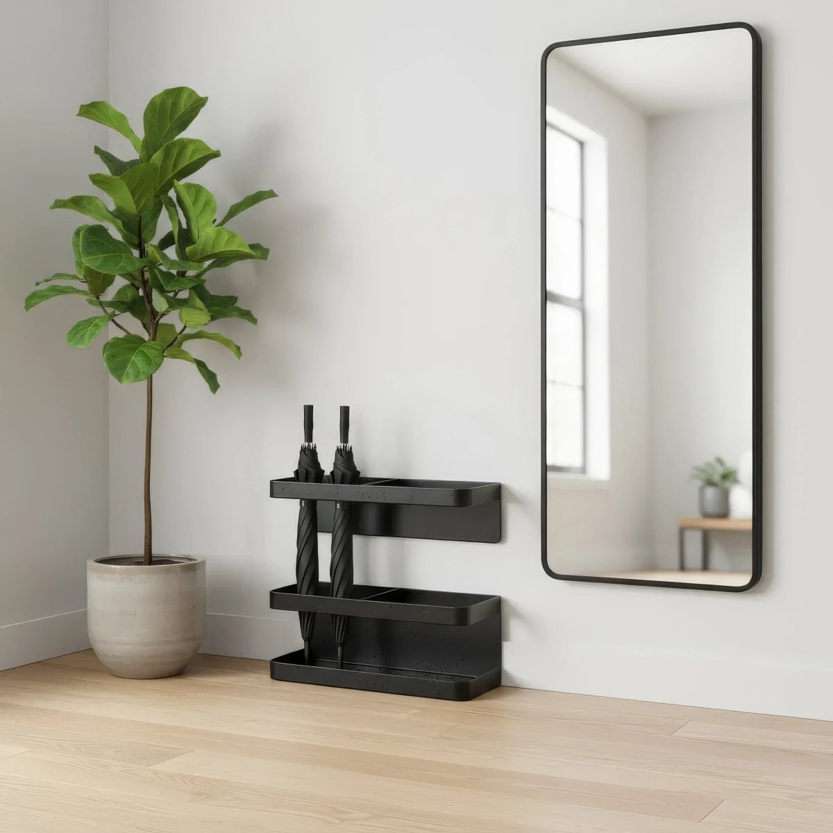 LIVINGSPIRE – Verstellbarer Schirmständer mit Tropfschale und elegantem Eisenfinish 1