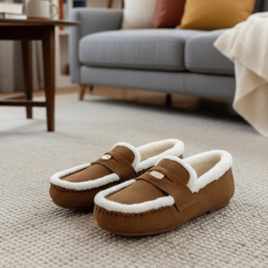 LOAFORA – Klassische Damen-Loafer aus Wildleder mit Wollfutter und runder Zehenpartie 0