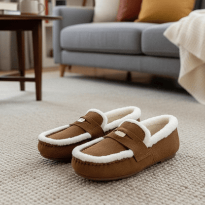 LOAFORA – Klassische Damen-Loafer aus Wildleder mit Wollfutter und runder Zehenpartie 0