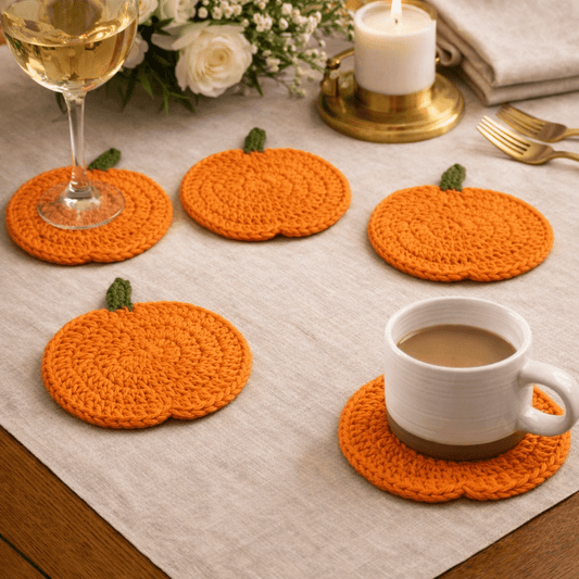 LOOMORA – Handgefertigte gehäkelte Kürbis-Untersetzer für die herbstliche Tischdekoration 0