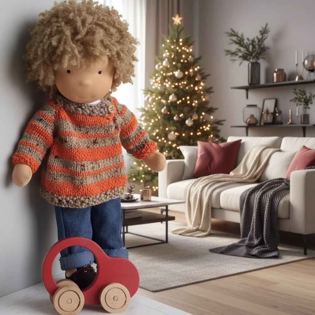 LULLABLY – Handgefertigte Waldorfpuppe aus reiner Baumwolle mit 30 cm großem, weichem Körper für Kinder 3