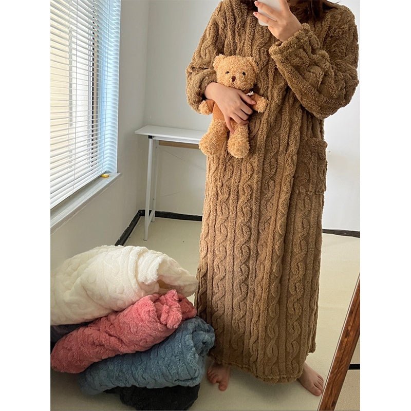 LUNAWARM – Gemütliches Nachthemd aus Baumwollflanell für elegante Winter-Schlafbekleidung 5