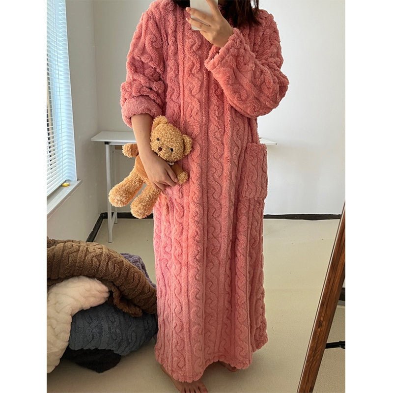 LUNAWARM – Gemütliches Nachthemd aus Baumwollflanell für elegante Winter-Schlafbekleidung 8