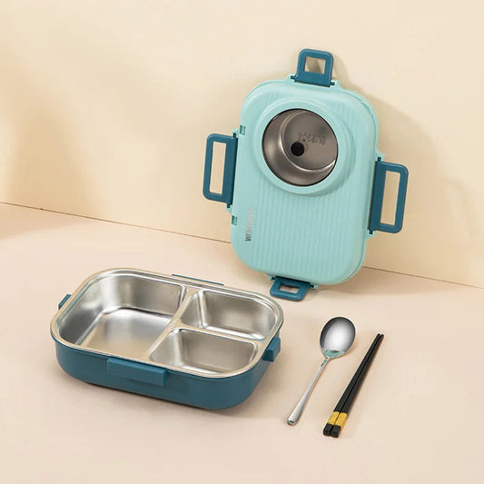 PORTAFRESH – Stainless Steel Lunchbox with Leak-Proof Lid and 3-Compartment Divider System