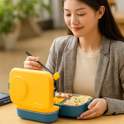 PORTAFRESH – Stainless Steel Lunchbox with Leak-Proof Lid and 3-Compartment Divider System