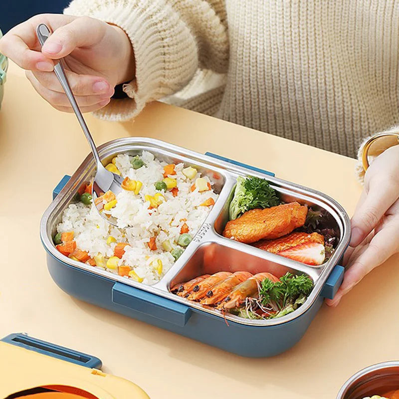 PORTAFRESH – Stainless Steel Lunchbox with Leak-Proof Lid and 3-Compartment Divider System