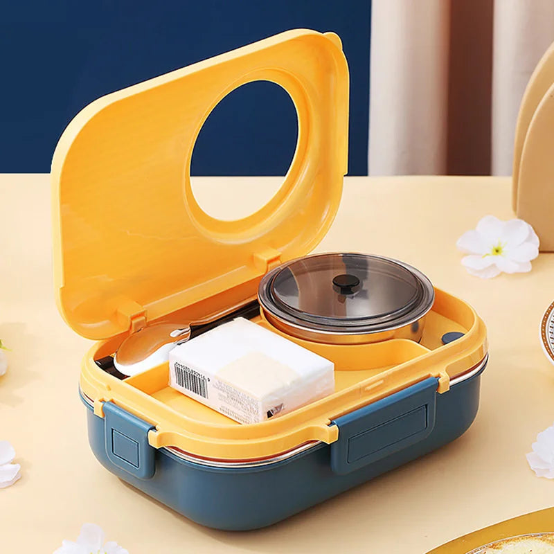 PORTAFRESH – Stainless Steel Lunchbox with Leak-Proof Lid and 3-Compartment Divider System