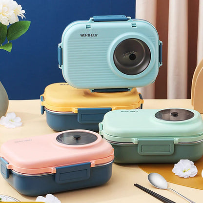 PORTAFRESH – Stainless Steel Lunchbox with Leak-Proof Lid and 3-Compartment Divider System