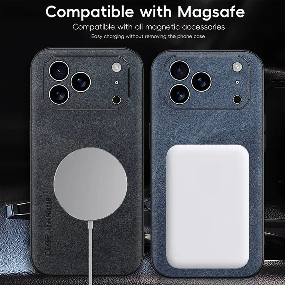 LUXEGUARD – Premium-Leder-Telefonhülle mit MagSafe für das iPhone 5
