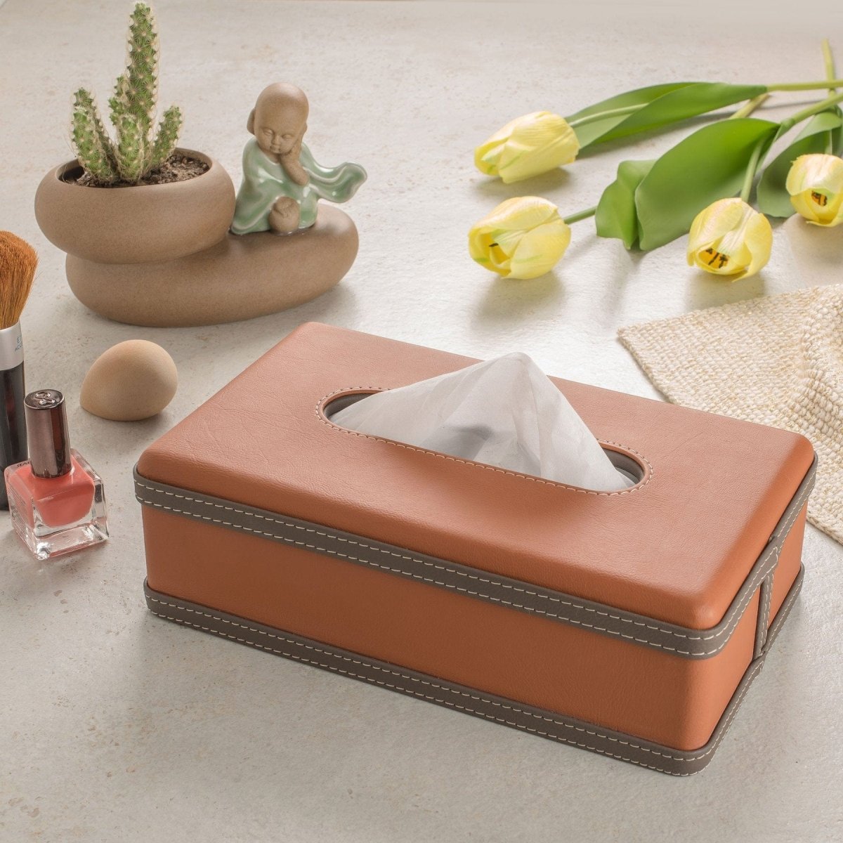 LUXETISSUE – Handgefertigte Taschentuchbox aus Kunstleder für stilvolle Organisation 7
